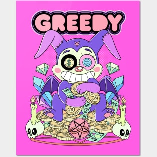 Cute Kawaii Mammon Greedy Money Pastel Bubble Goth Art Posters and Art